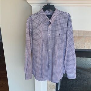 Ralph Lauren Purple Casual Button Down Shirt with Classic Collar